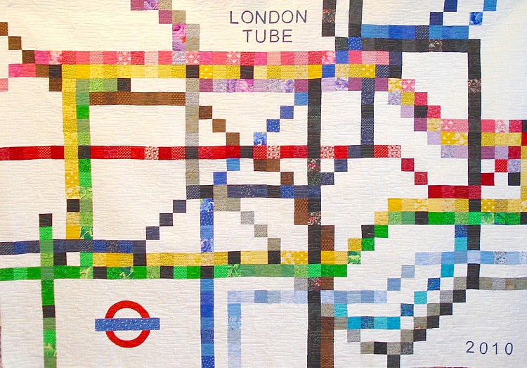 Make your own London Tube Map Underground patchwork quilt sewing Pattern by Tikki London it's in print-at-home PDF format, another great TikkiLondon tutorial